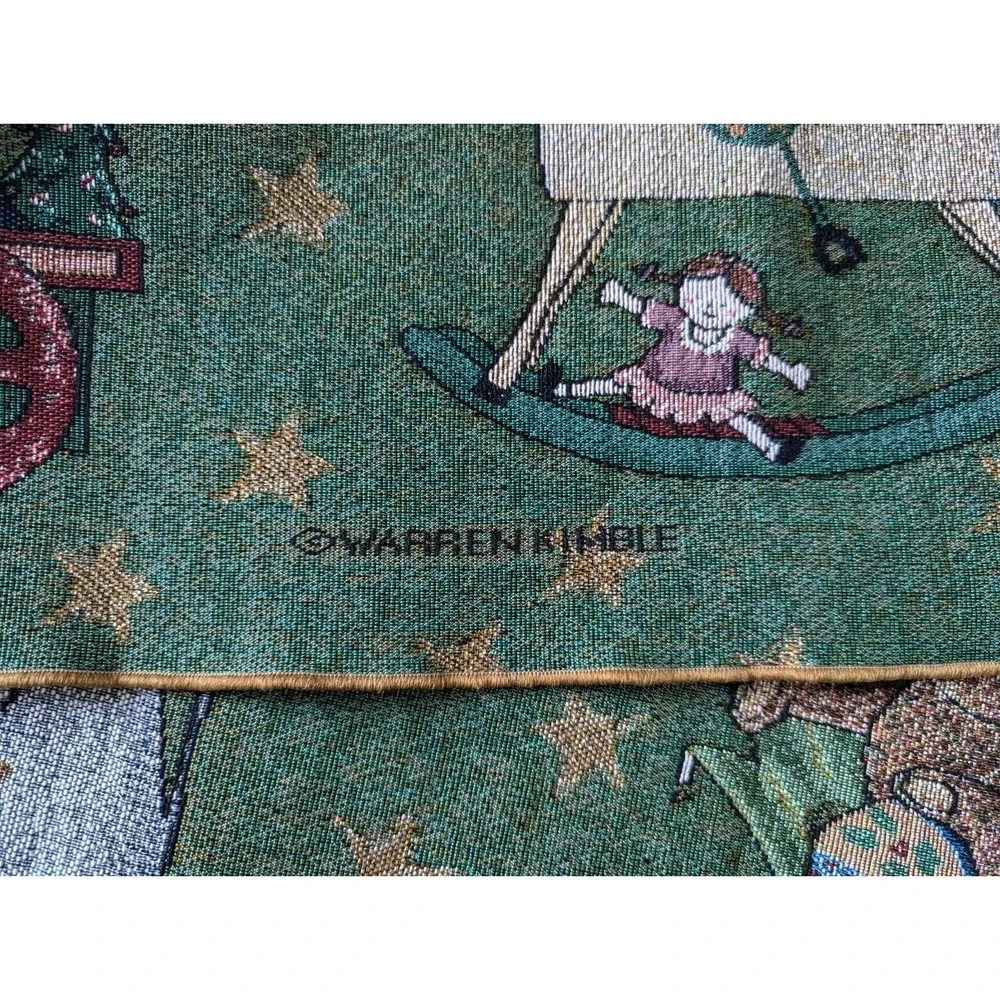 Christmas Warren Kimble Table Runner Tapestry Toys Green